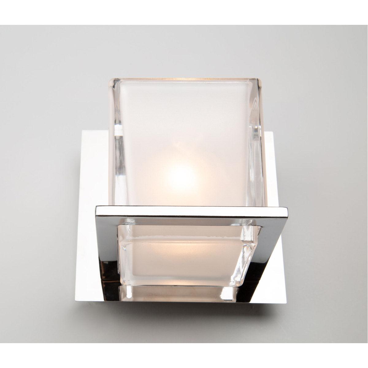 Chrome Frame with Frosted Square Glass Shade Wall Sconce - LV LIGHTING