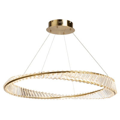 LED Satin Nickel Wrapped with Clear Crystal Chandelier - LV LIGHTING