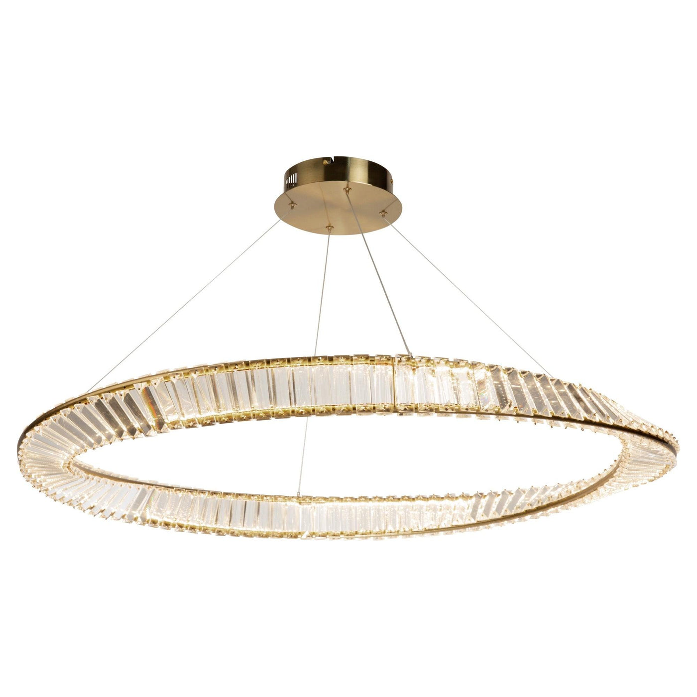 LED Satin Nickel Wrapped with Clear Crystal Chandelier - LV LIGHTING