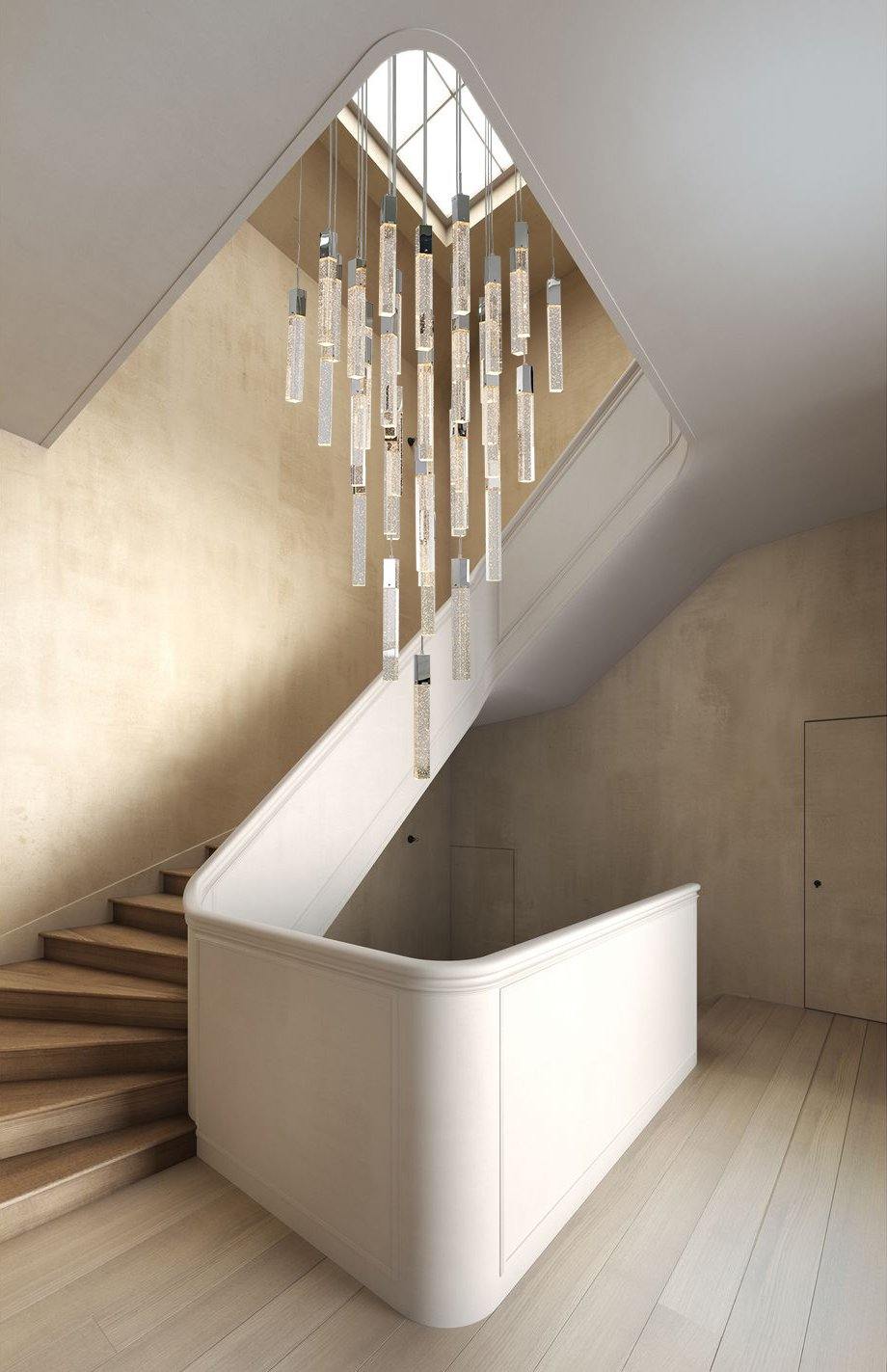 Steel with Bubble Block Crystal Chandelier - LV LIGHTING