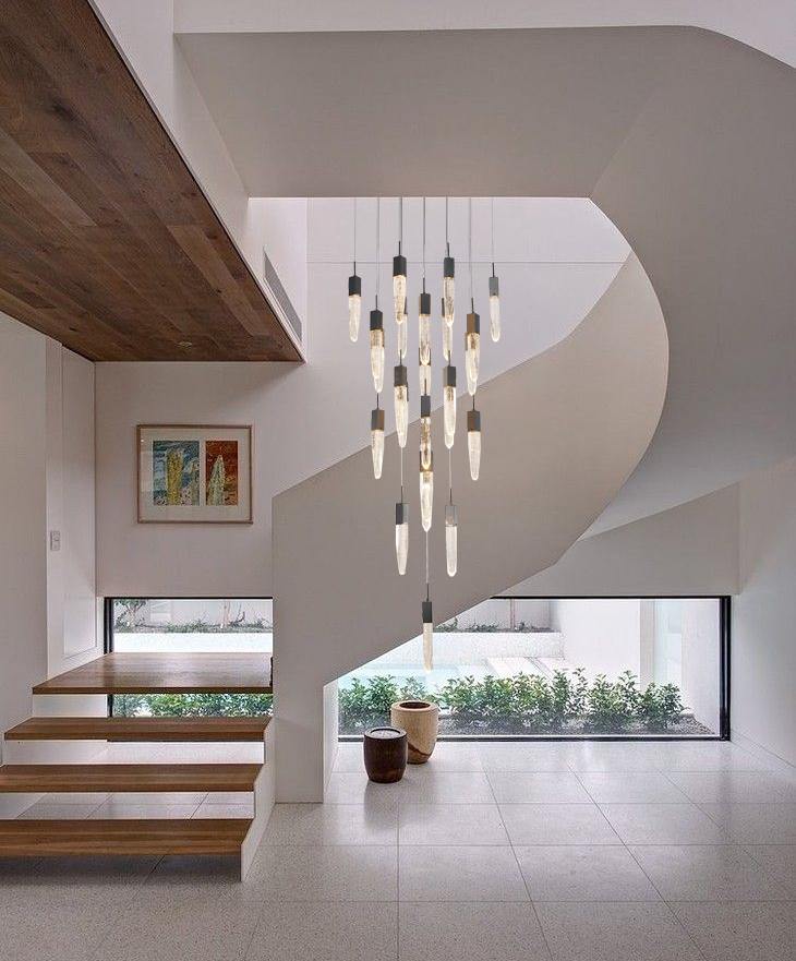 Steel with Clear Bubble Hanging Crystal Chandelier - LV LIGHTING
