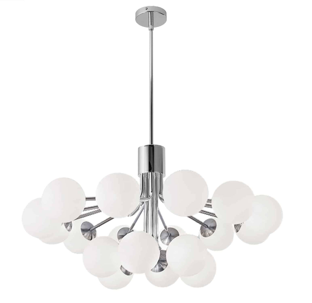 Steel with Frosted Glass Globe Chandelier - LV LIGHTING