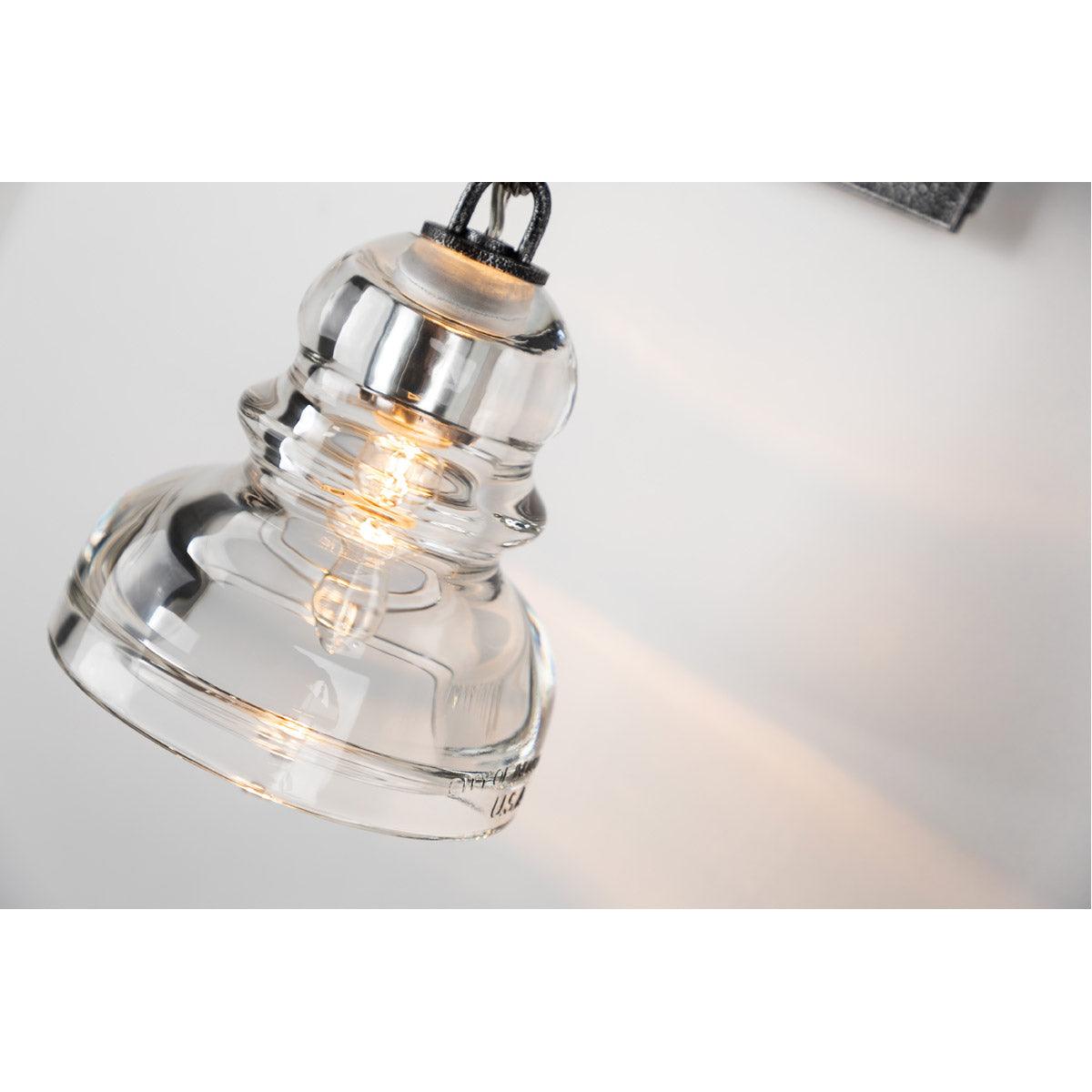 Steel Arm with Hanging Historic Pressed Clear Glass Shade Wall Sconce - LV LIGHTING