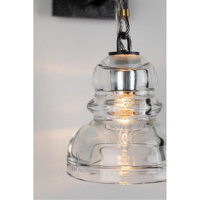 Steel Arm with Hanging Historic Pressed Clear Glass Shade Wall Sconce - LV LIGHTING