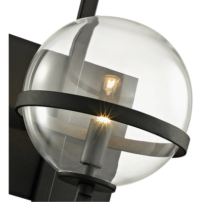 Textured Black Frame with Clear Glass Globe Wall Sconce