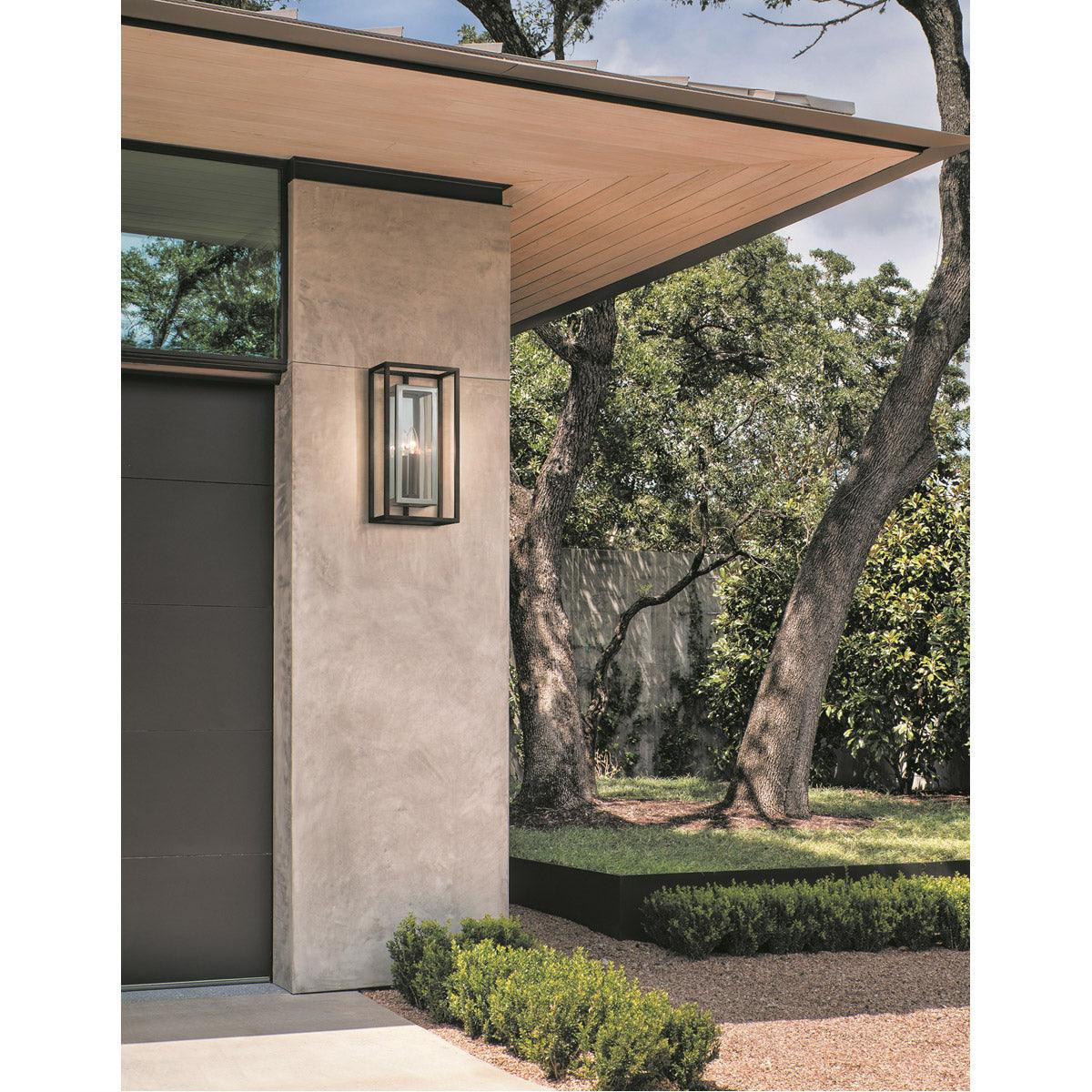 Bronze with Polished Stainless Rectangular Frame Outdoor Wall Sconce - LV LIGHTING