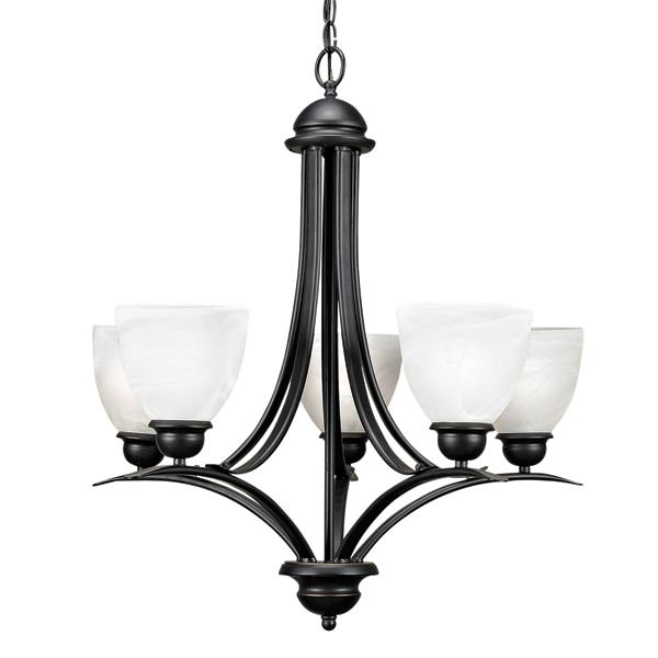 Black with White Shade Chandelier - LV LIGHTING