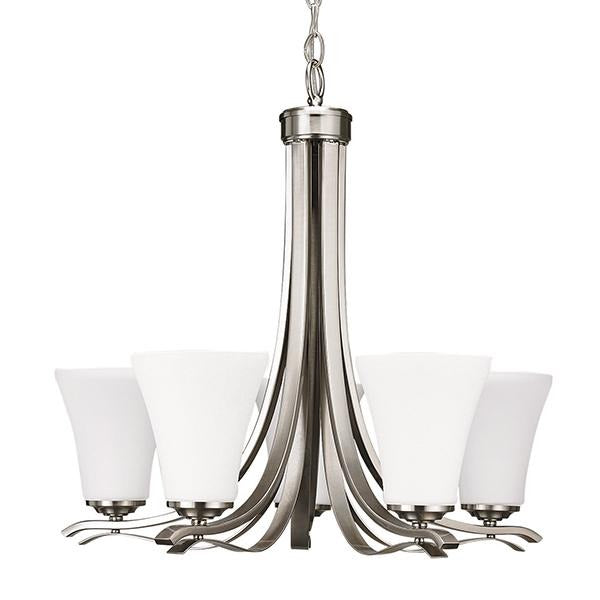 Nickel with White Glass Chandelier - LV LIGHTING