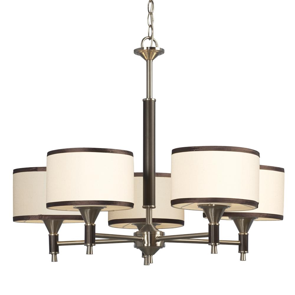 Brushed Nickel with White Shade Chandelier - LV LIGHTING