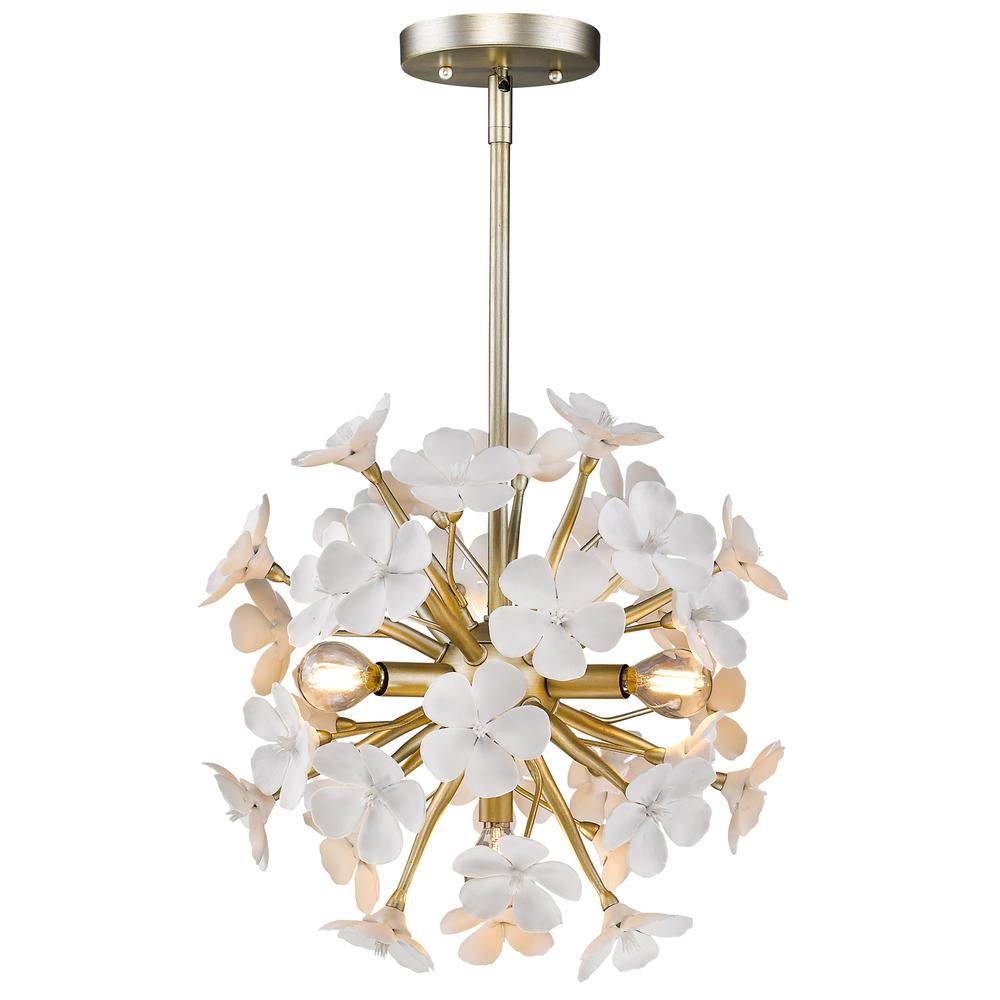 Matte Gold with White Flowers Pendant - LV LIGHTING