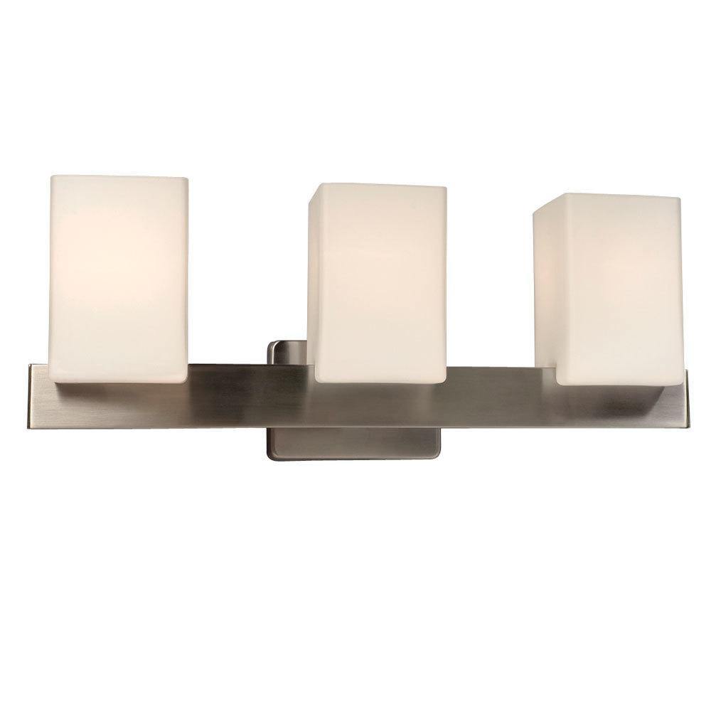 Brushed Nickel with White Satin Glass Vanity Light - LV LIGHTING