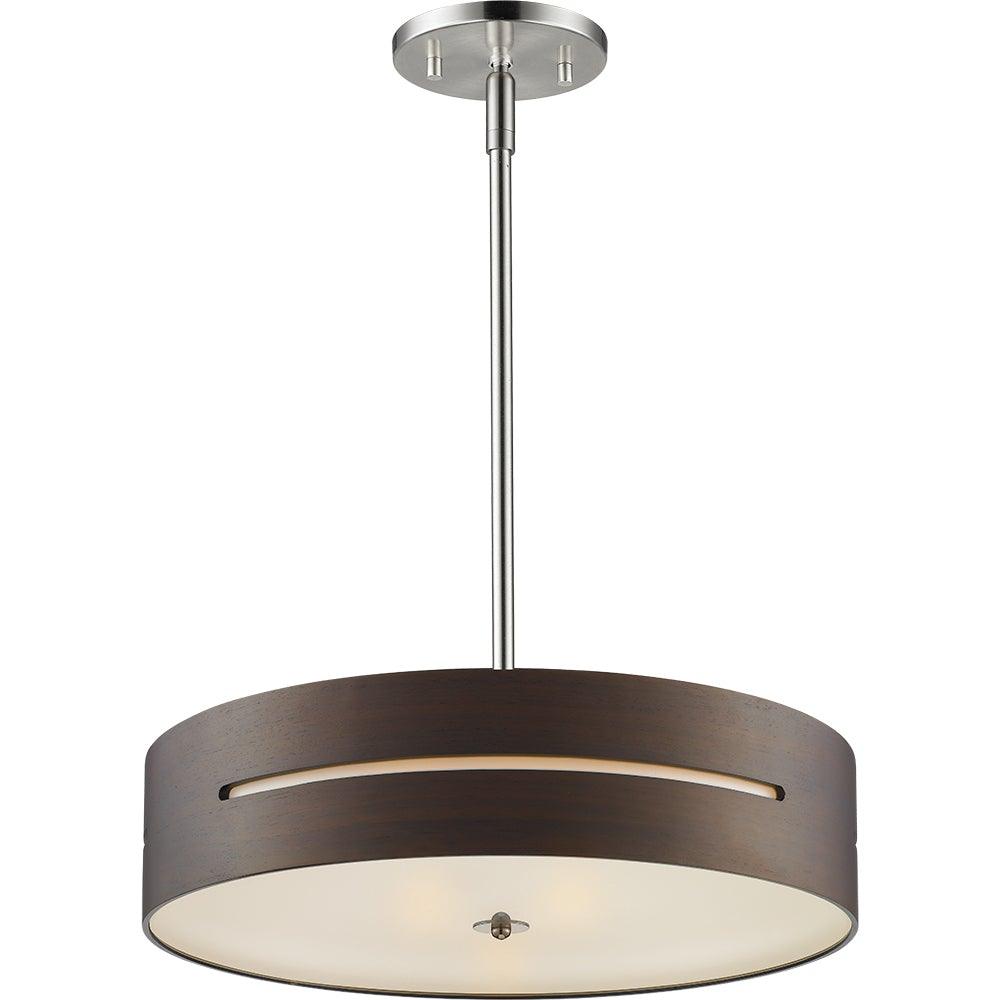 Wood with Frosted inner Shade Pendant - LV LIGHTING