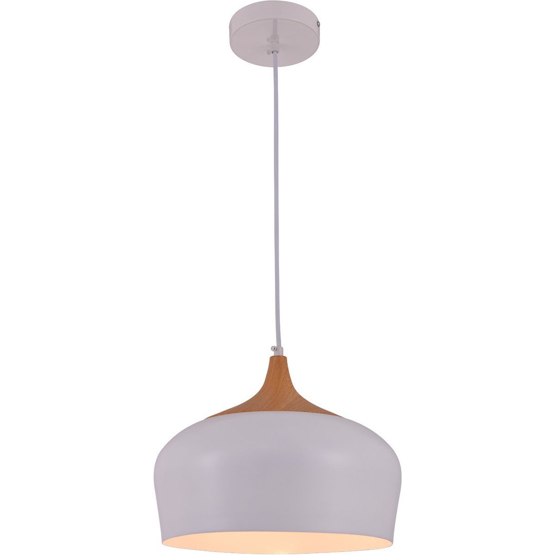 White with Wood Shade Pendant - LV LIGHTING