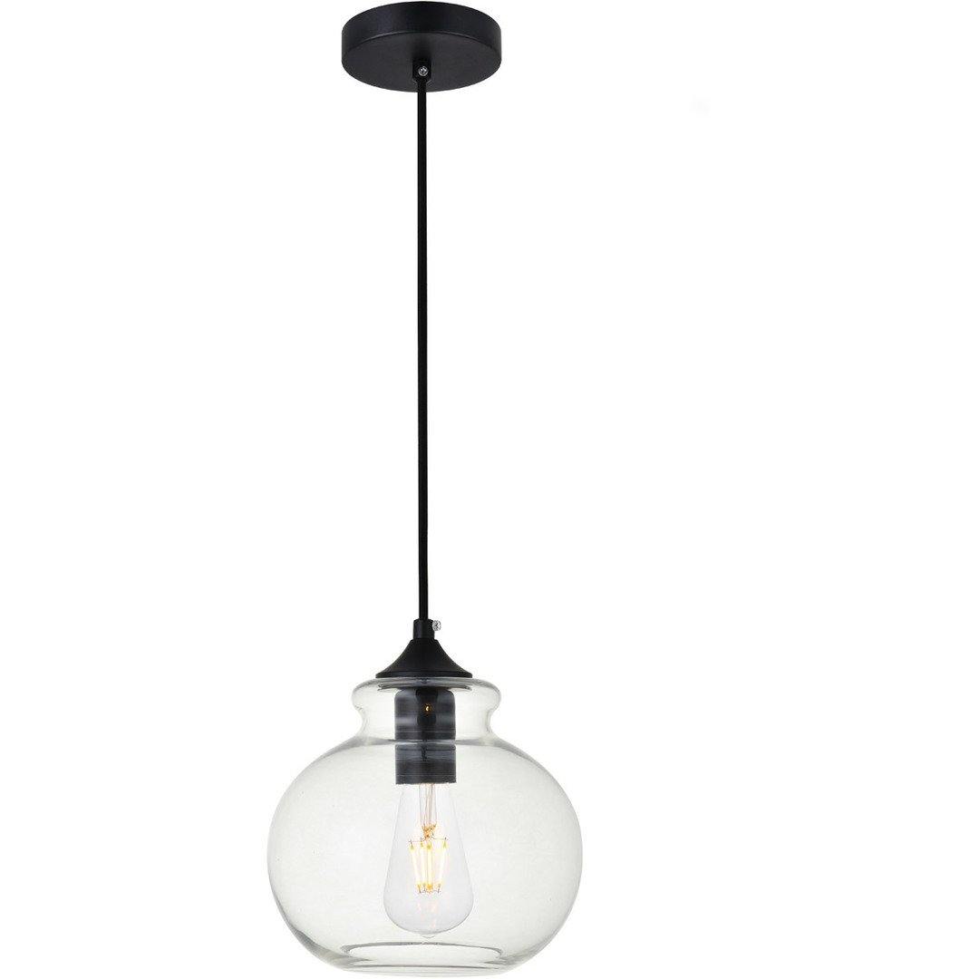 Black with Clear Glass Single Light Pendant - LV LIGHTING