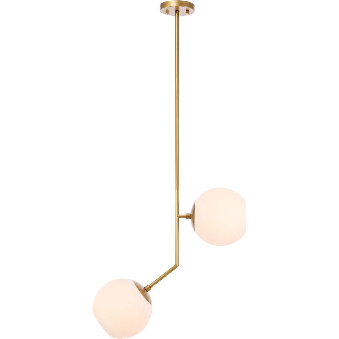 Brass with Double Frosted Shade Pendant - LV LIGHTING