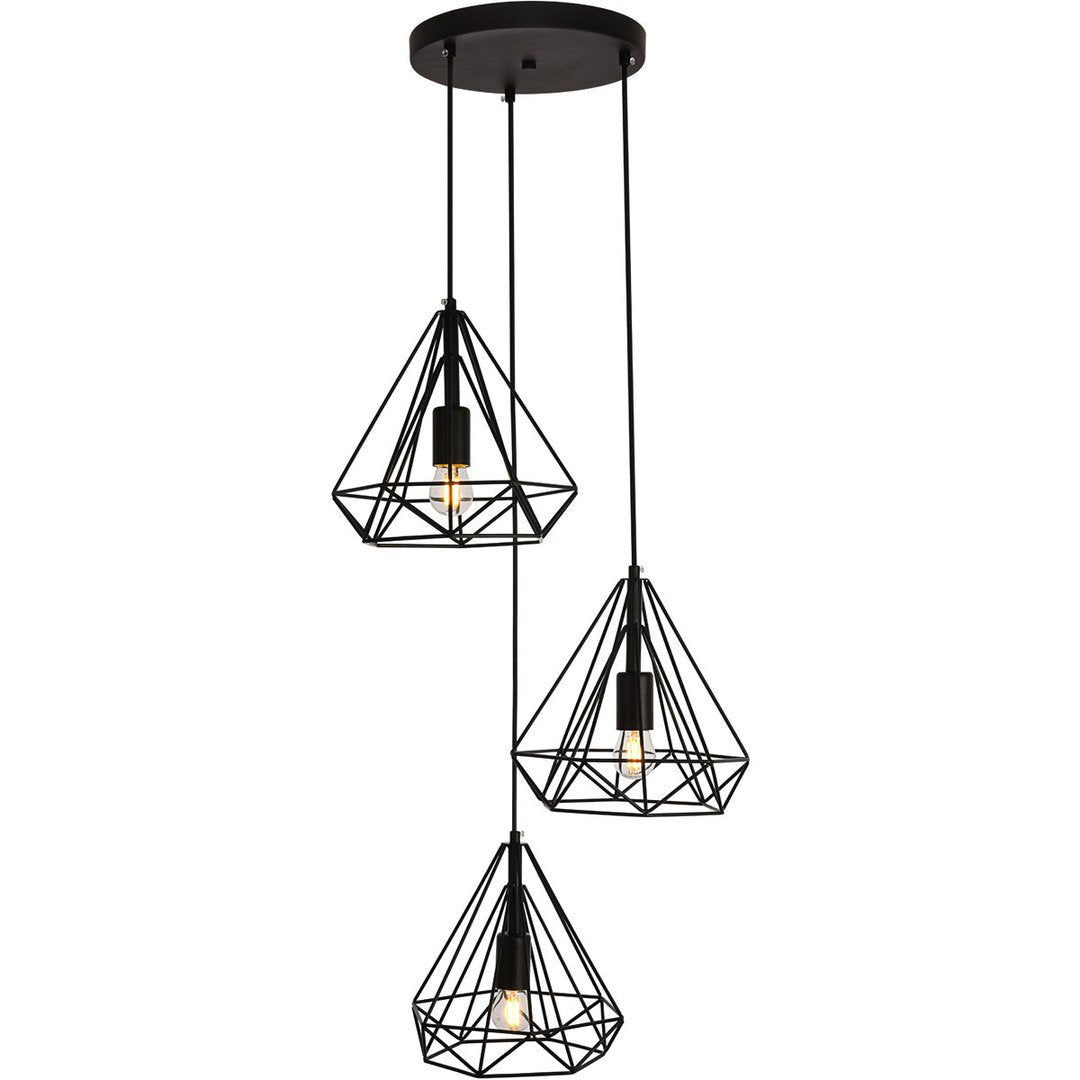 Black with 3 Lights Pendant - LV LIGHTING