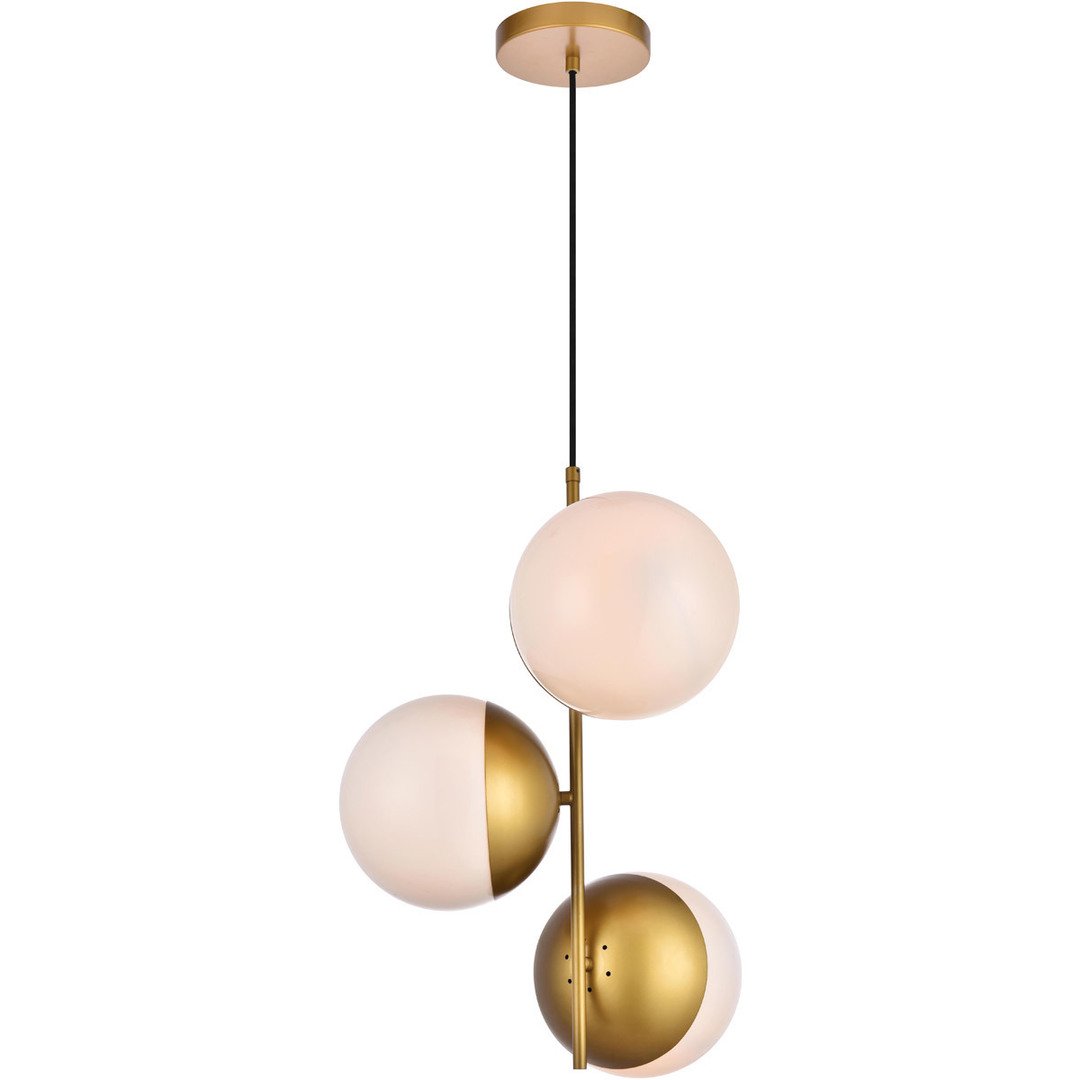 Brass Frame with Triple Frosted Shade Pendant - LV LIGHTING