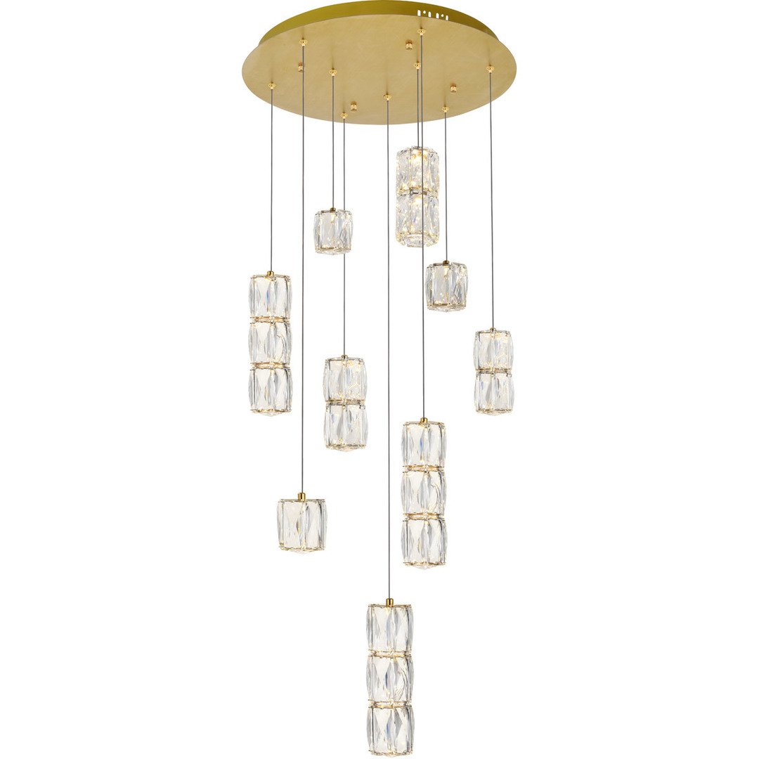 LED Gold with Crystal Multiple Pendant - LV LIGHTING