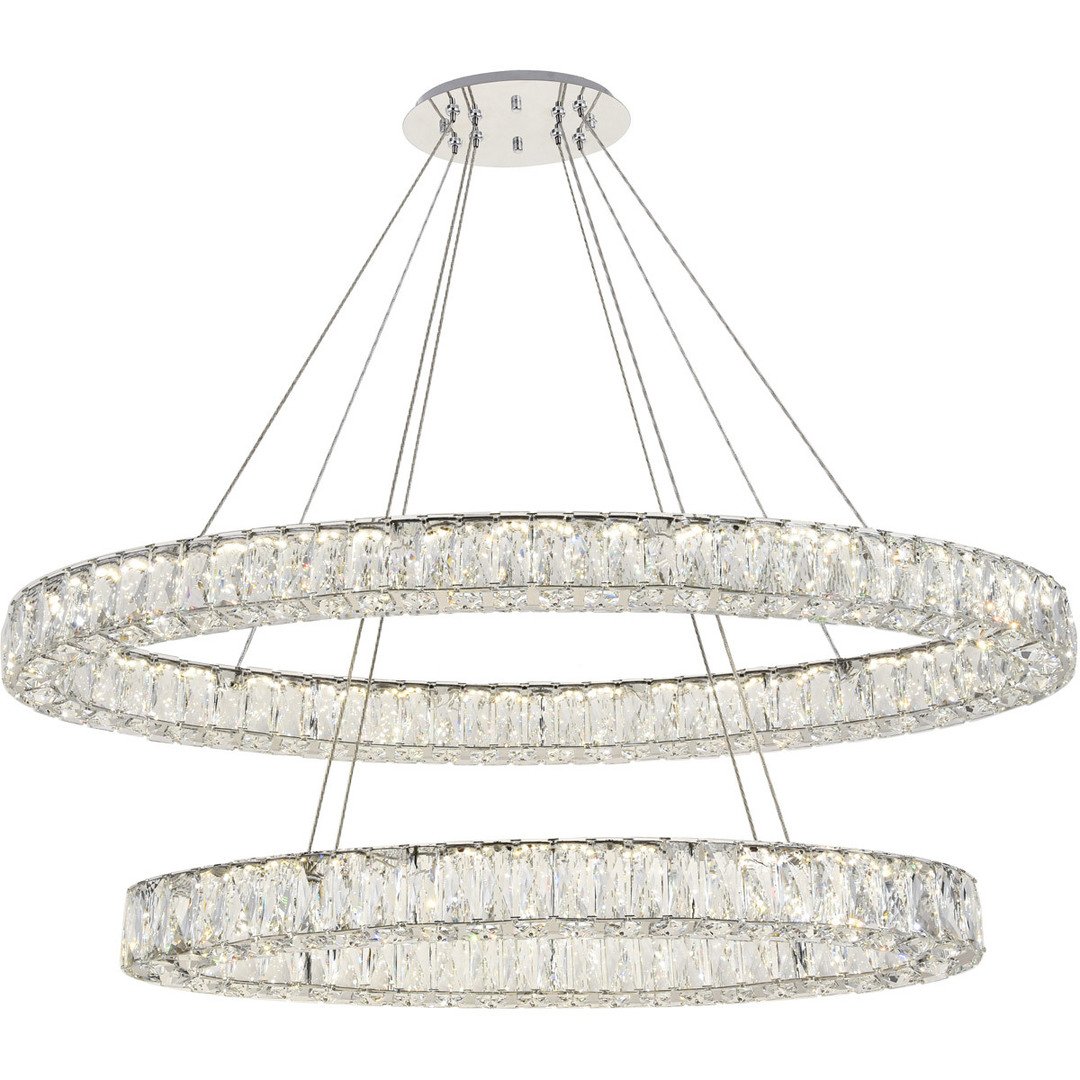 LED Steel with Clear Crystal Double Oval Ring Chandelier - LV LIGHTING