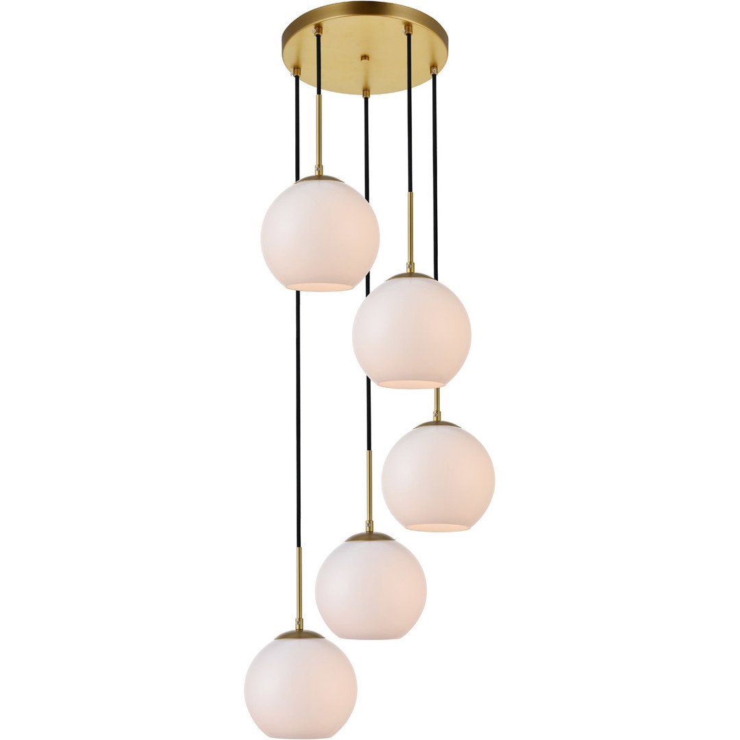 Brass with Multiple Frosted Shade Pendant - LV LIGHTING