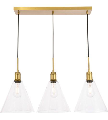 Brass with Tripple Clear Shade Pendant - LV LIGHTING