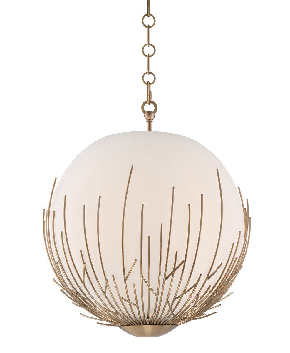 Brass with Frosted Shade Pendant - LV LIGHTING