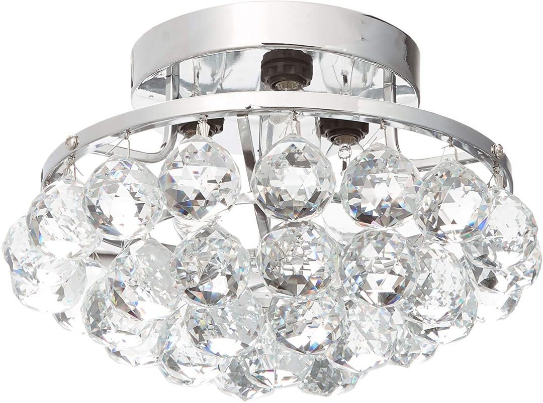 Chrome with Crystal Flush Mount - LV LIGHTING
