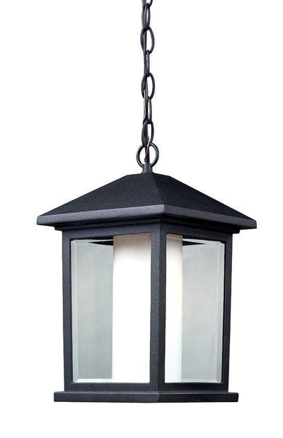 Black with Frosted Shade inside Outdoor Lantern - LV LIGHTING