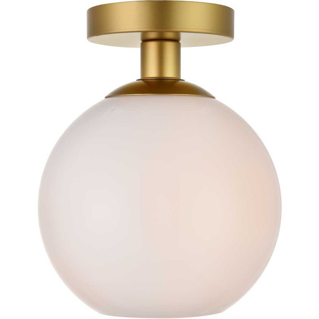 Brass with Frosted Shade Flush Mount - LV LIGHTING