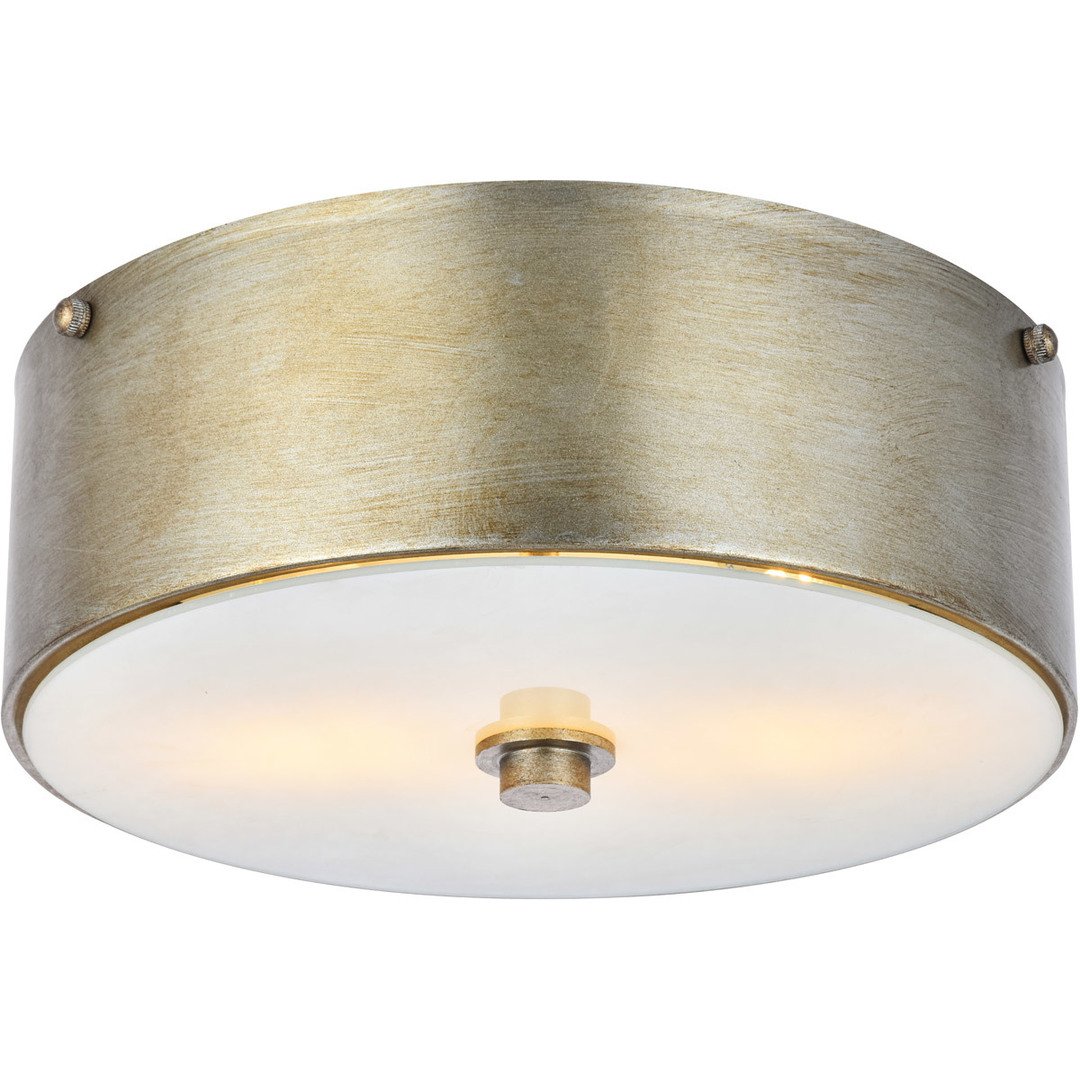 Antique Silver with White Shade Flush Mount - LV LIGHTING