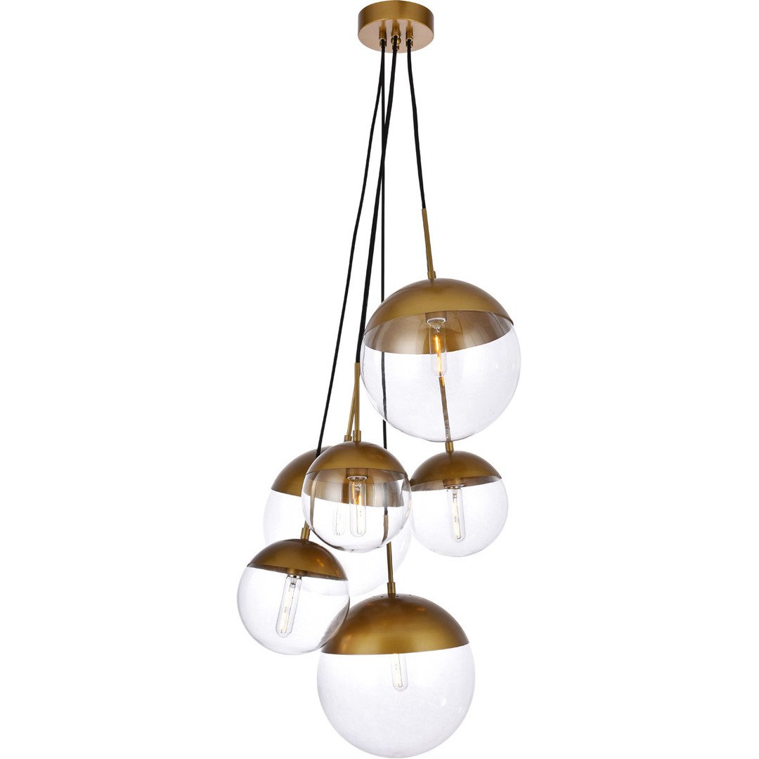 Brass with Multiple Clear Shade Pendant - LV LIGHTING