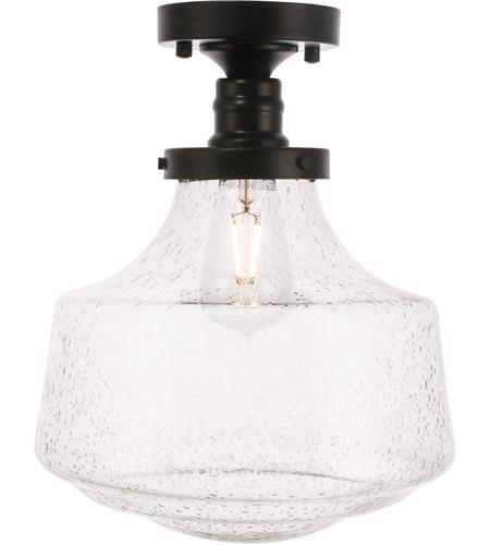 Black with Bubble Glass Shade Flush Mount - LV LIGHTING
