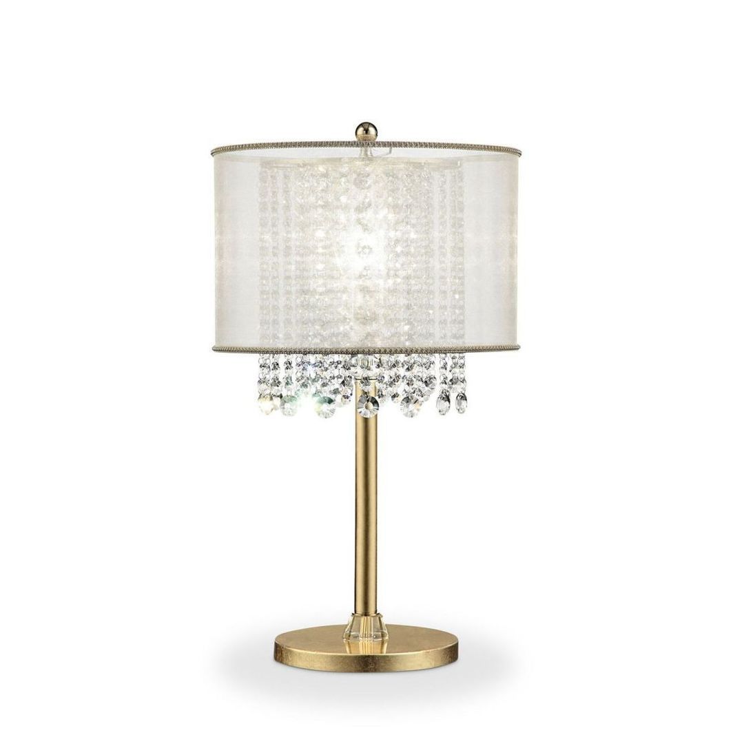 Gold with Crystal and Fabric Shade Table Lamp - LV LIGHTING
