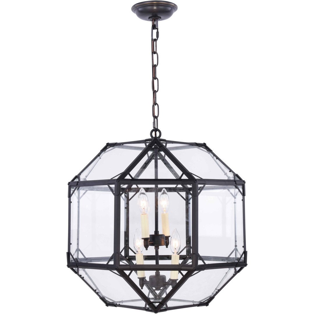 Black Cage with Glass Pendant - LV LIGHTING