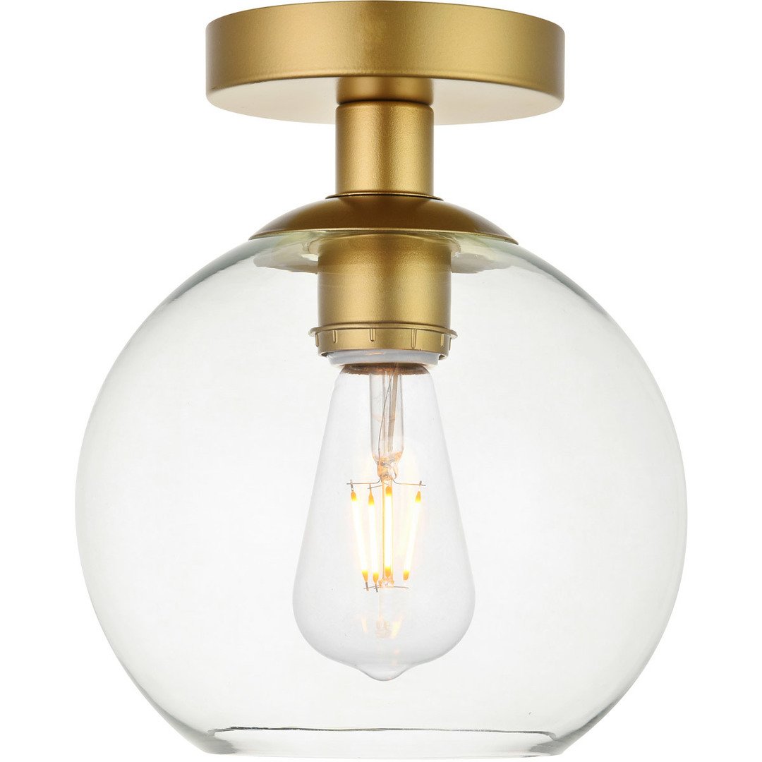 Brass with Glass Shade Flush Mount - LV LIGHTING