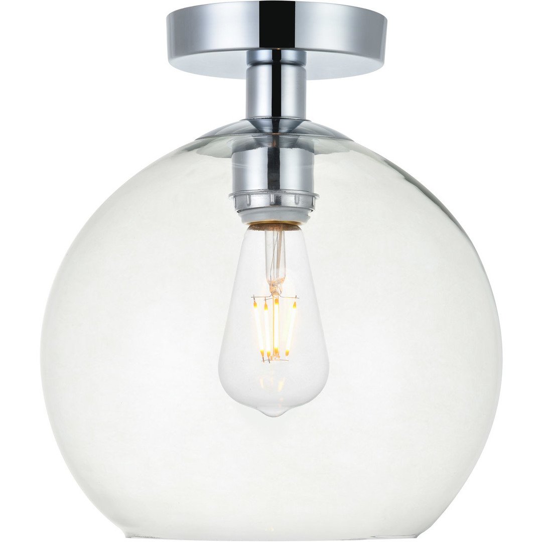 Chrome with Clear Shade Flush Mount - LV LIGHTING