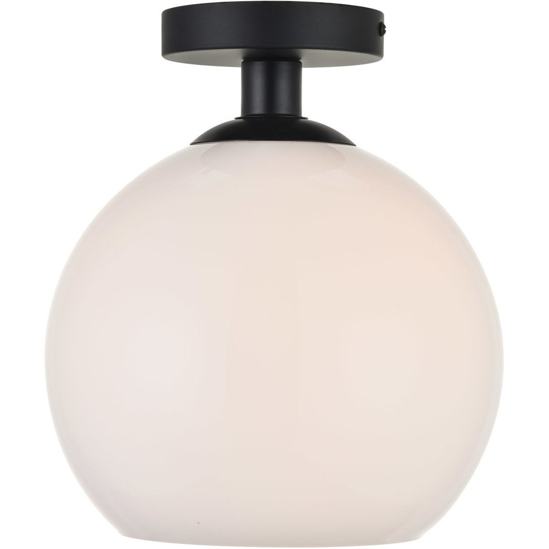 Black with Frosted Shade Flush Mount - LV LIGHTING