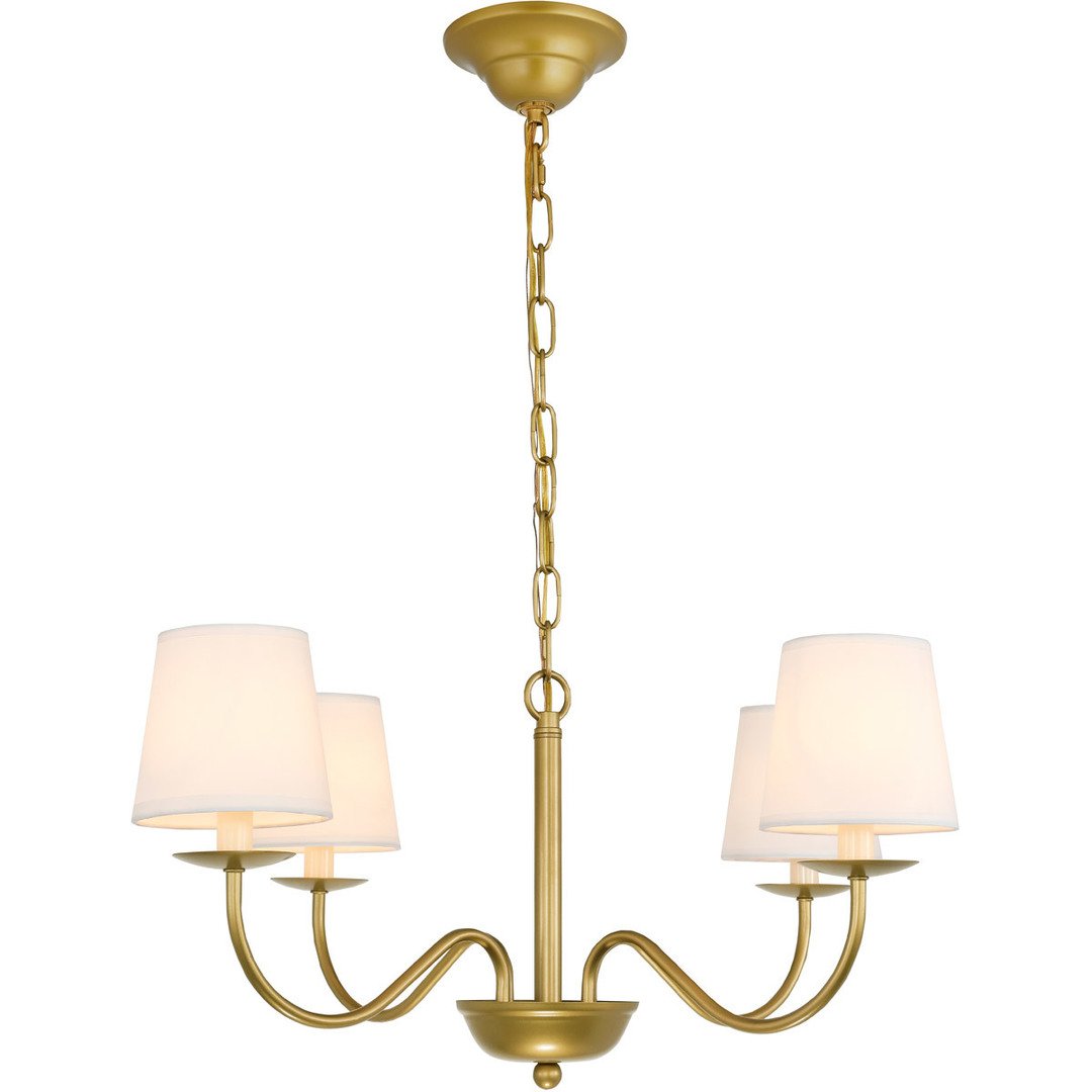 Brass with Fabric Shade Chandelier - LV LIGHTING