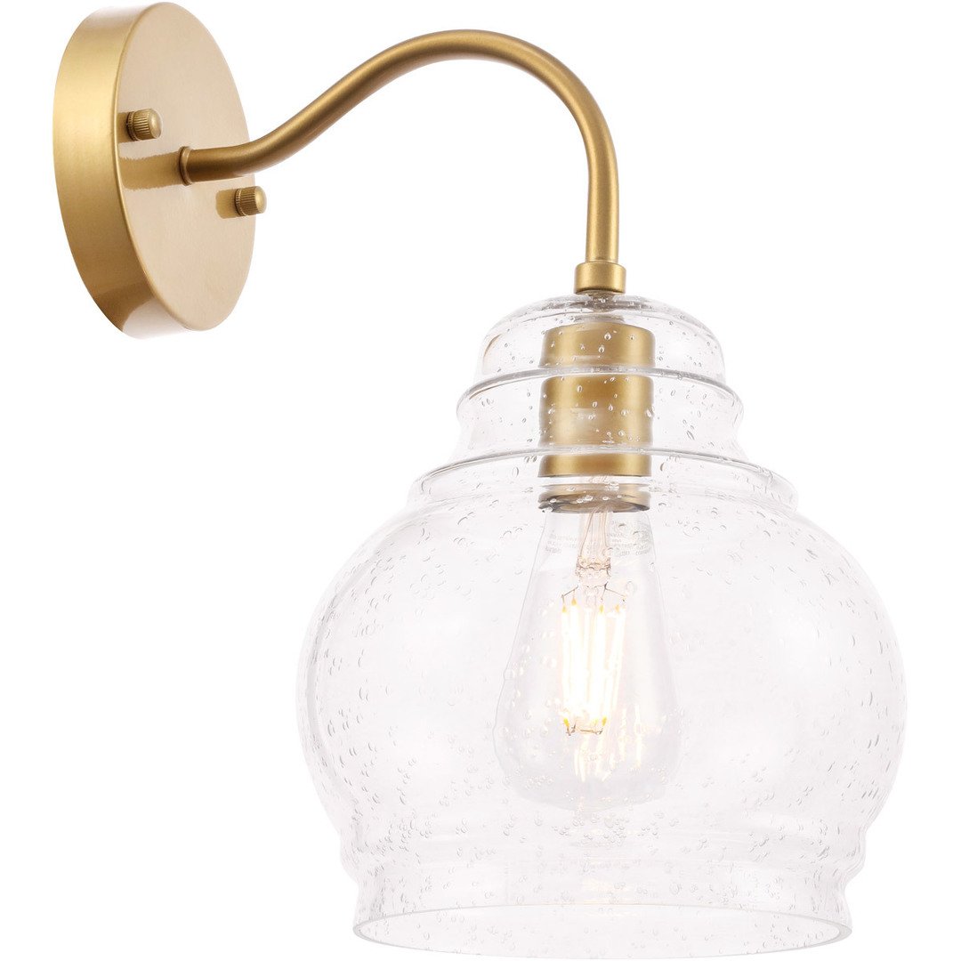 Brass with Clear Bubble Shade Wall Sconce - LV LIGHTING
