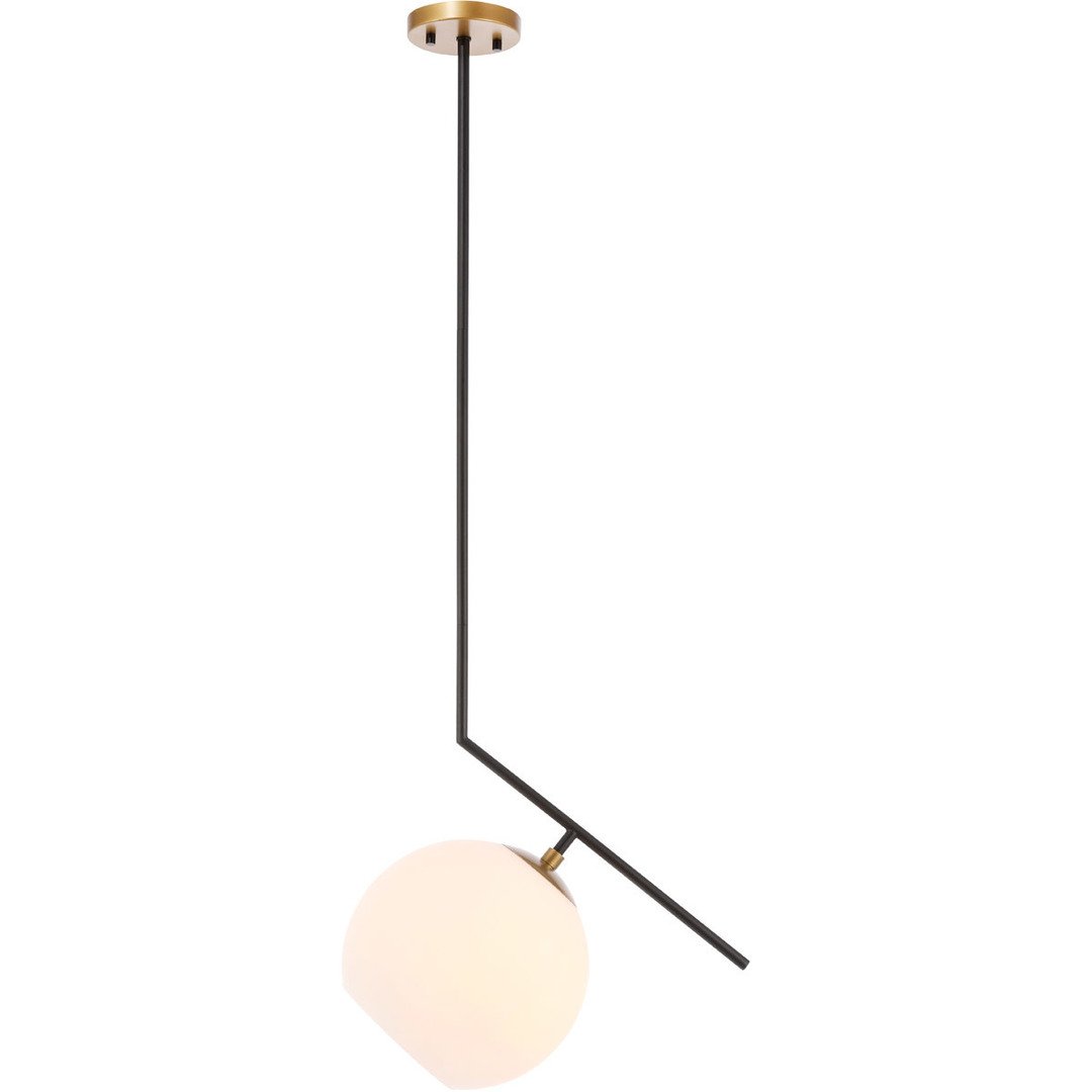 Black and Brass with Frosted Shade Pendant - LV LIGHTING