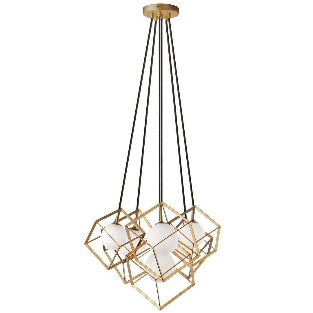 Gold Square Frame with Frosted Globe Pendant - LV LIGHTING