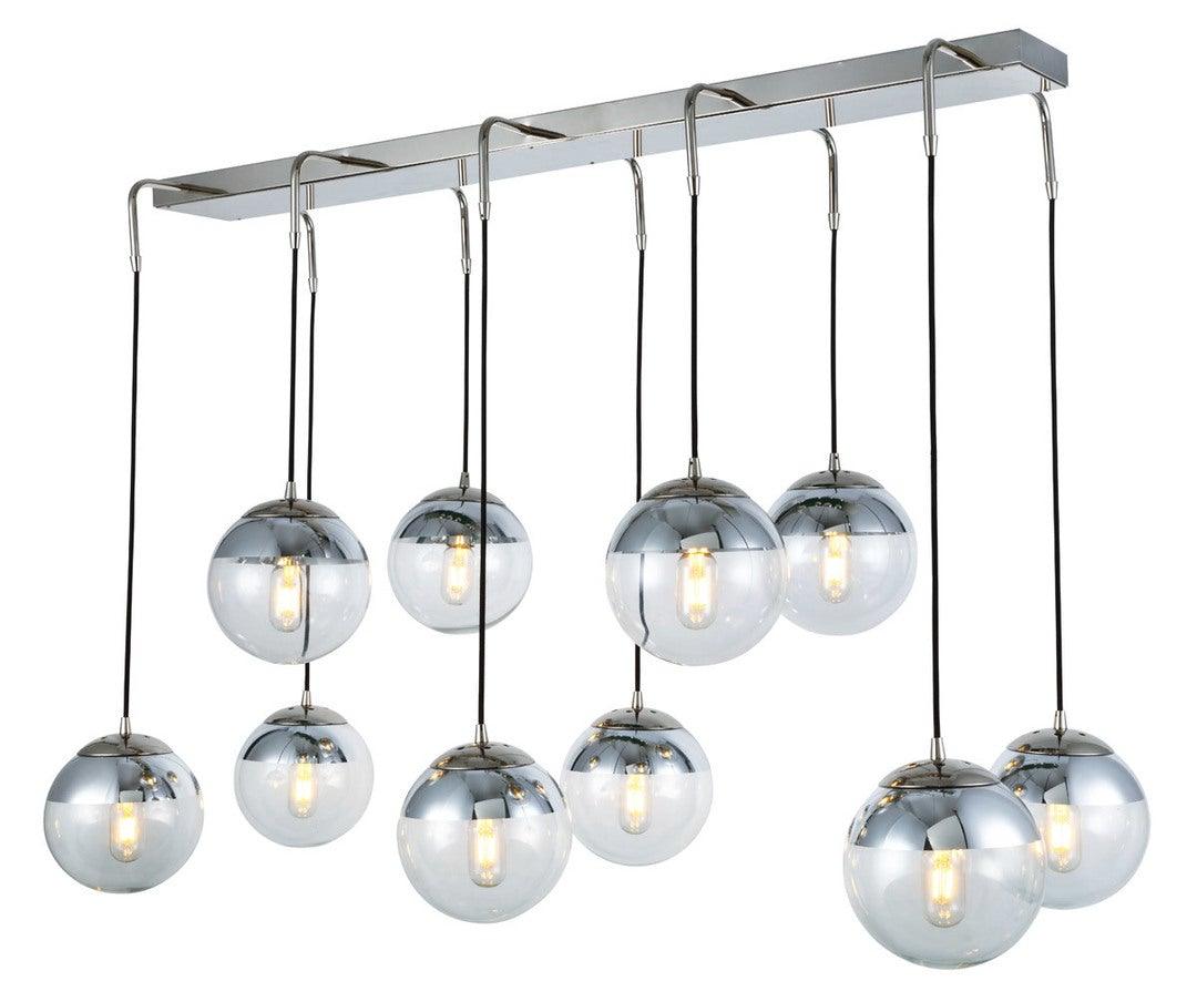 Polished Nickel with Clear Shade Multiple Pendant - LV LIGHTING