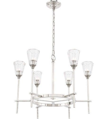 Polished Nickel with Glass Shade Chandelier - LV LIGHTING