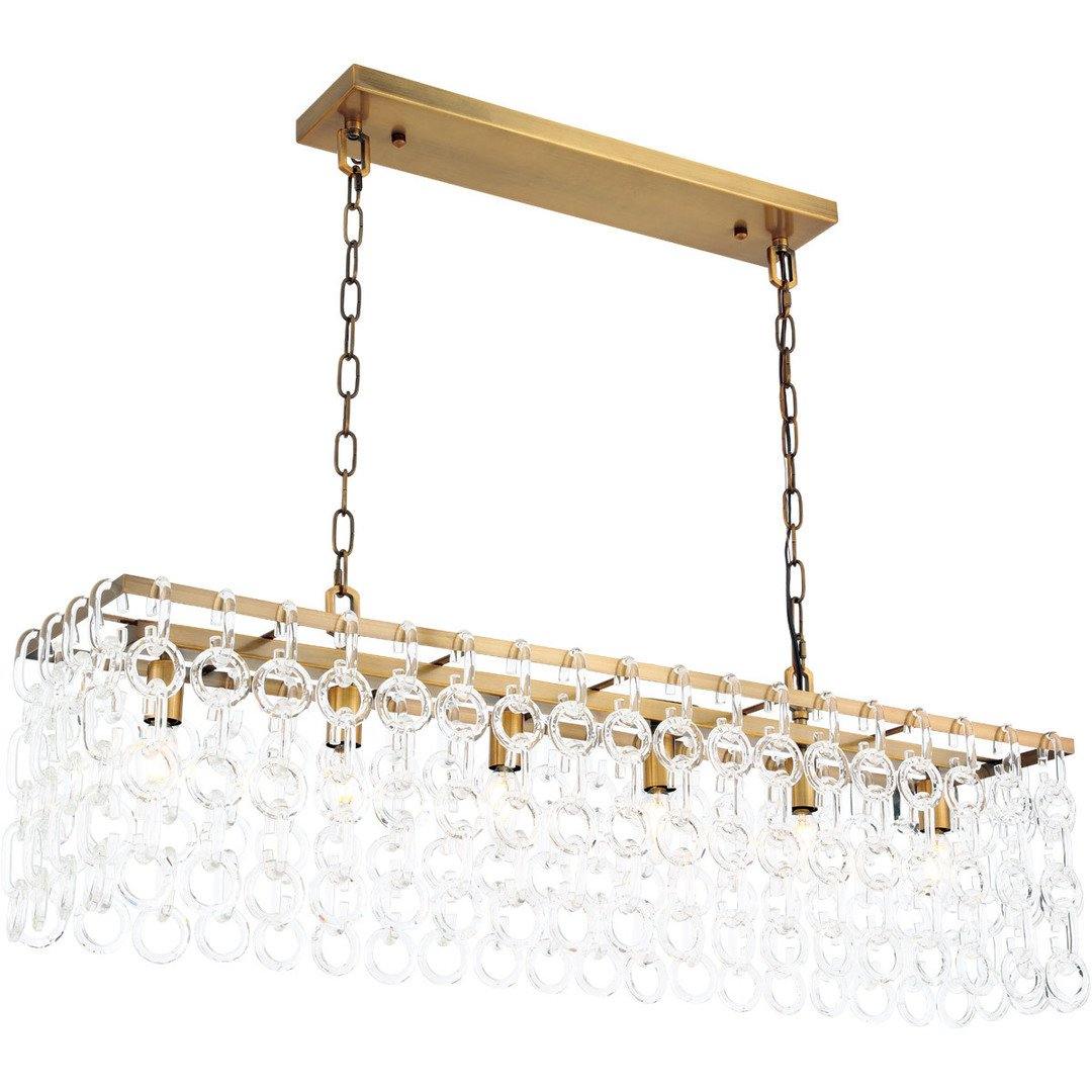 Brass with Crystal Pendant 6 Lights - LV LIGHTING