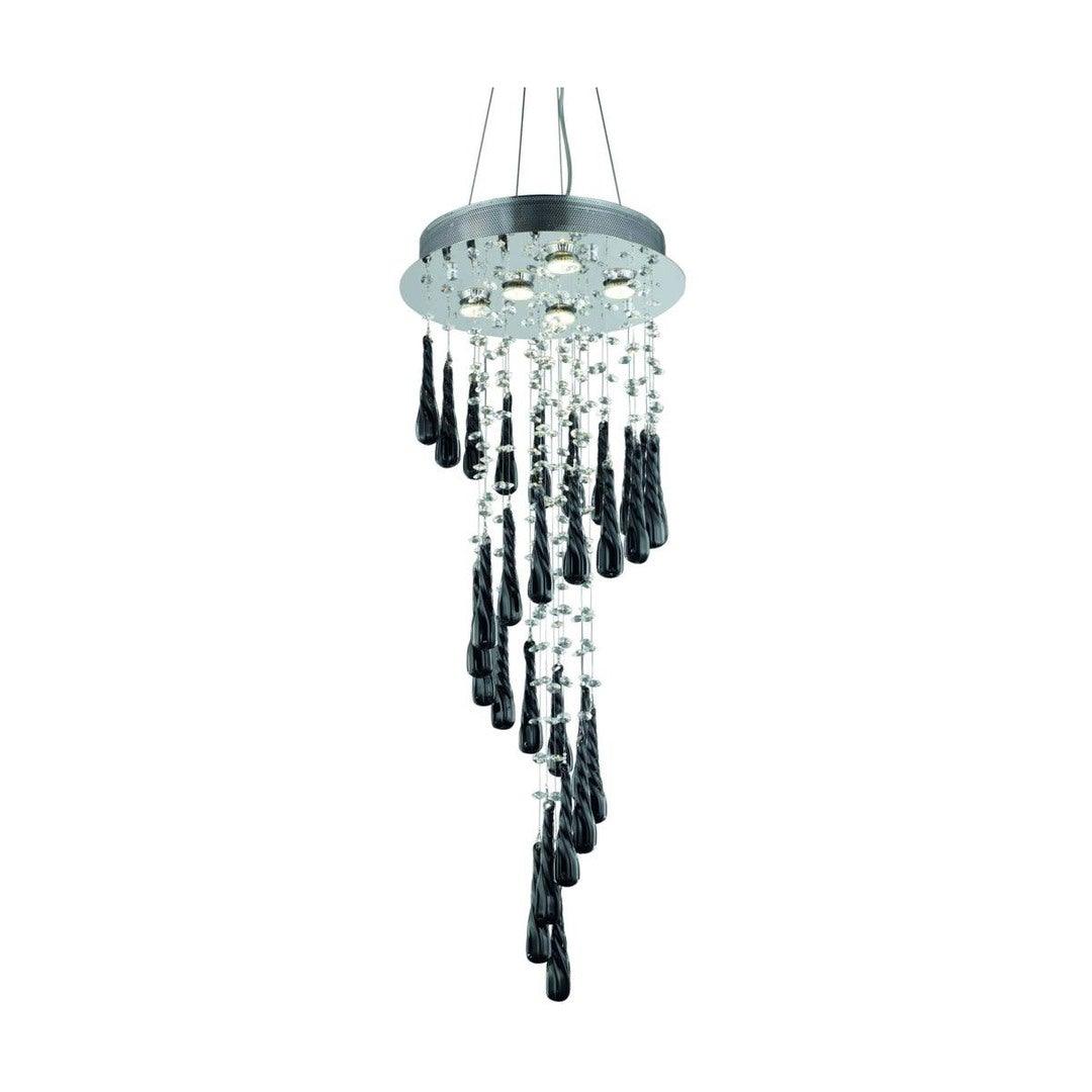 Chrome with Dark Crystal Pendant 5 Lights - LV LIGHTING