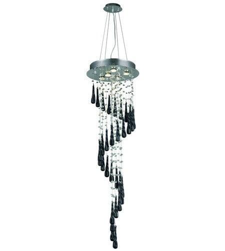 Chrome with Dark Crystal Pendant 5 Lights - LV LIGHTING