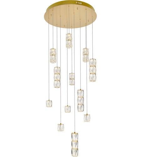 Gold with Crystal Multiple Pendant - LV LIGHTING