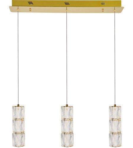 LED Gold with Crystal Multiple Pendant - LV LIGHTING