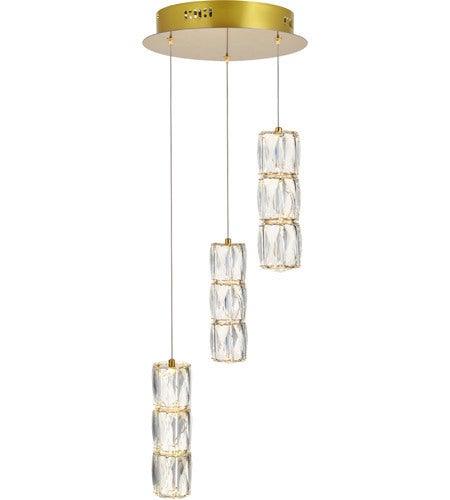 Gold with Crystal Multiple Pendant - LV LIGHTING