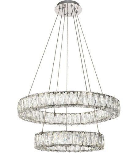 LED Chrome with Crystal Double Ring Chandelier - LV LIGHTING
